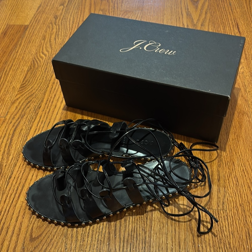 J Crew Gladiator Studded Lace-Up sandals